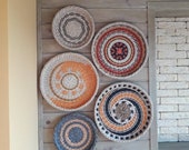Boho wall art. Set of 5 wall baskets. Wicker round bowl. Wicker wall tray. Bohemian wall decor. Wicker basket. Mother 39 s gift.