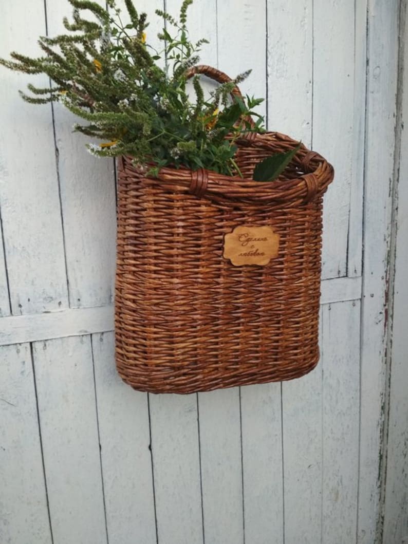 Wicker basket front hanging door basket decorative door Etsy