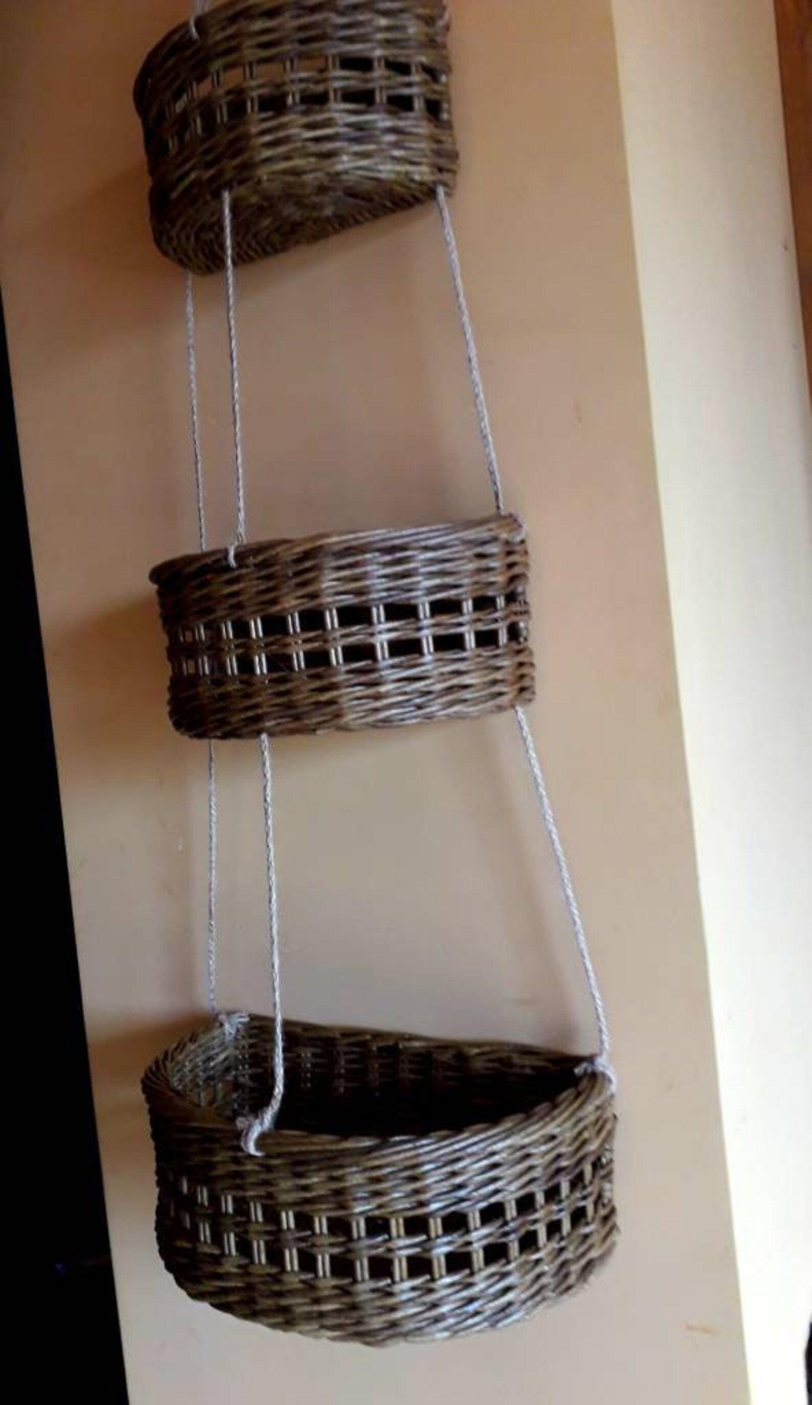 Wicker Hanging Baskets. Multilevel Basket. Natural Kitchen Etsy