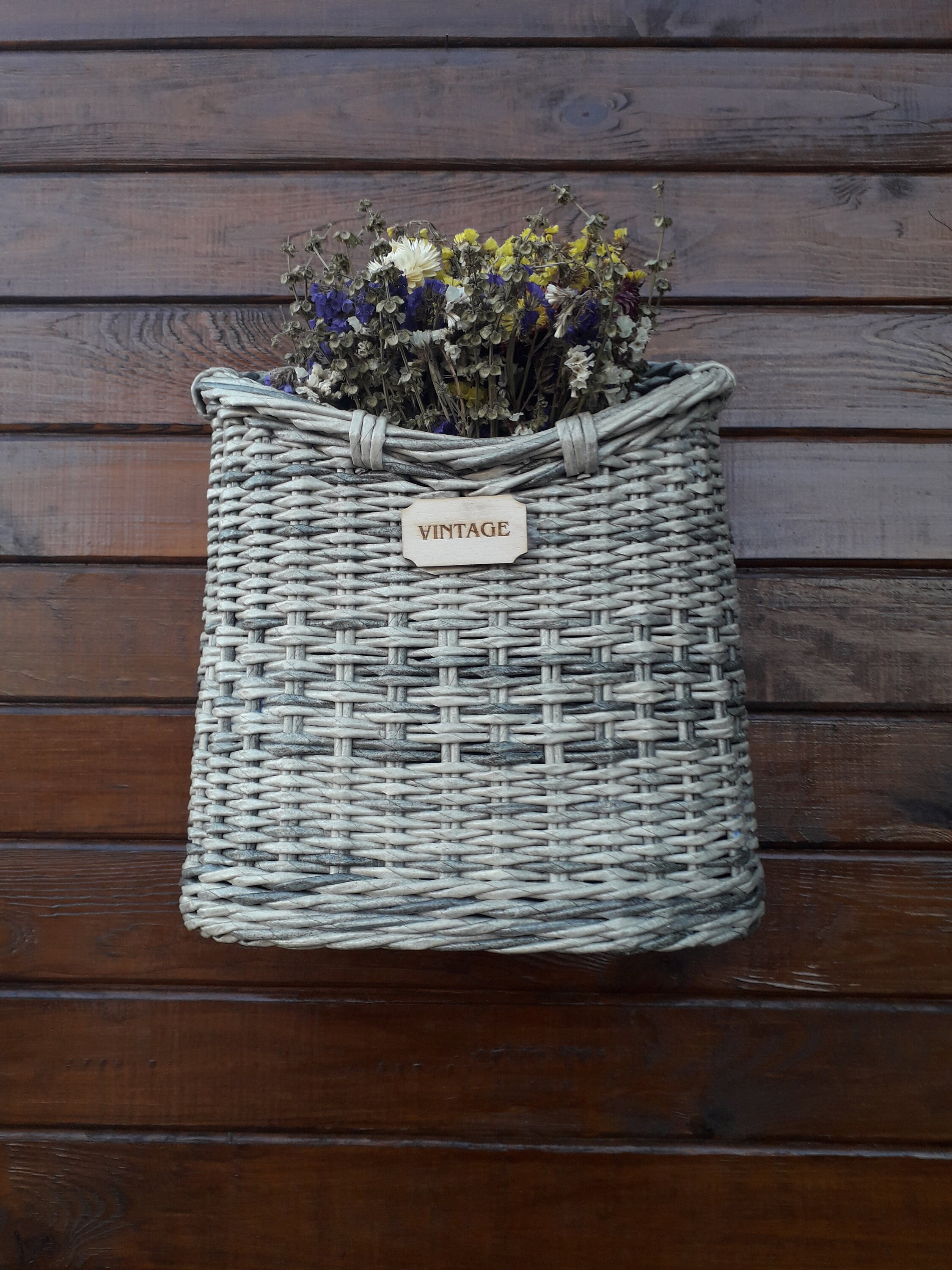 Hanging Basket Natural Color Front Yard Decor Wicker Etsy