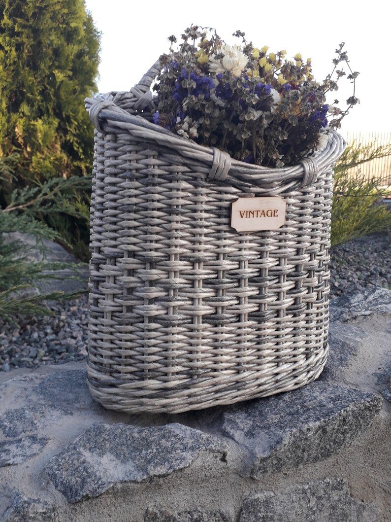 Hanging Basket Natural Color Front Yard Decor Wicker Etsy