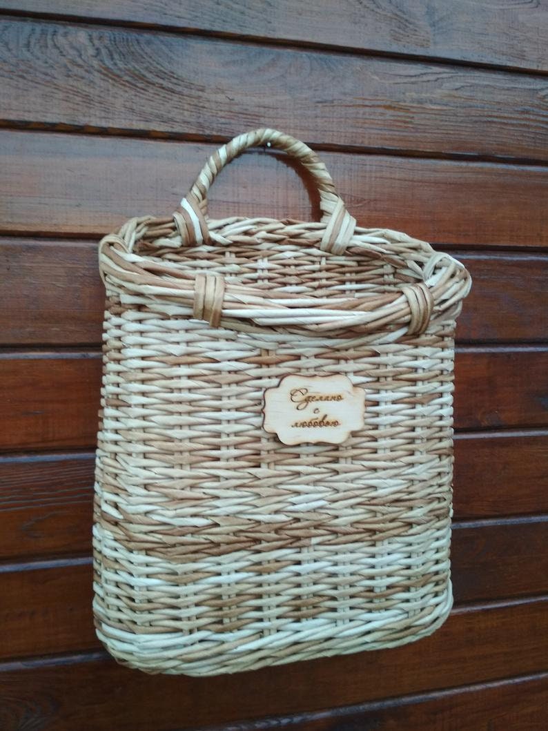 Wicker Basket. Front Door Basket. Derevensky Style. Basket for Etsy