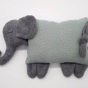 Namenskissen / Kuschelkissen Elefant dunkelgrau mit Musselin in Wunschfarbe Bild 2