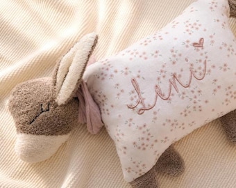 Cojín personalizado / cojín de peluche, burrito, color topo oscuro con nombre