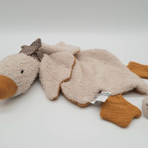 Goose pacifier / goose comforter in sand with muslin in the color of your choice