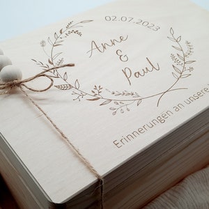 Personalisierte XL Erinnerungsbox Kranz / personalisierte Erinnerungskiste Hochzeit  / Geschenk Hochzeit / Hochzeitsgeschenk