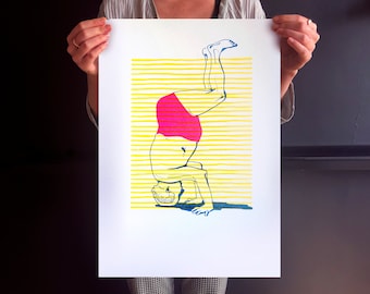 David Ben-Gurion | high quality risograph print | 3 colors |  prints | art | wallart | riso | illustration | funny | poster