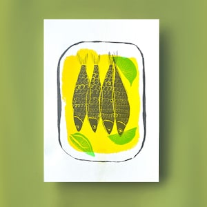 Sardines | high quality risograph print | A3 | 3 colors | prints | art | wall art | riso | illustration | funny | poster