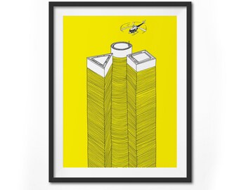 High Quality Digital Print | Azrieli Center in Yellow |  Prints | Art | Wallart | illustration |