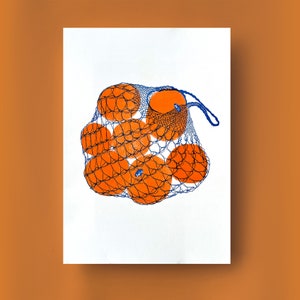 Oranges | high quality risograph print | A3 | 3 colors | prints | art | wall art | riso | illustration | funny | poster