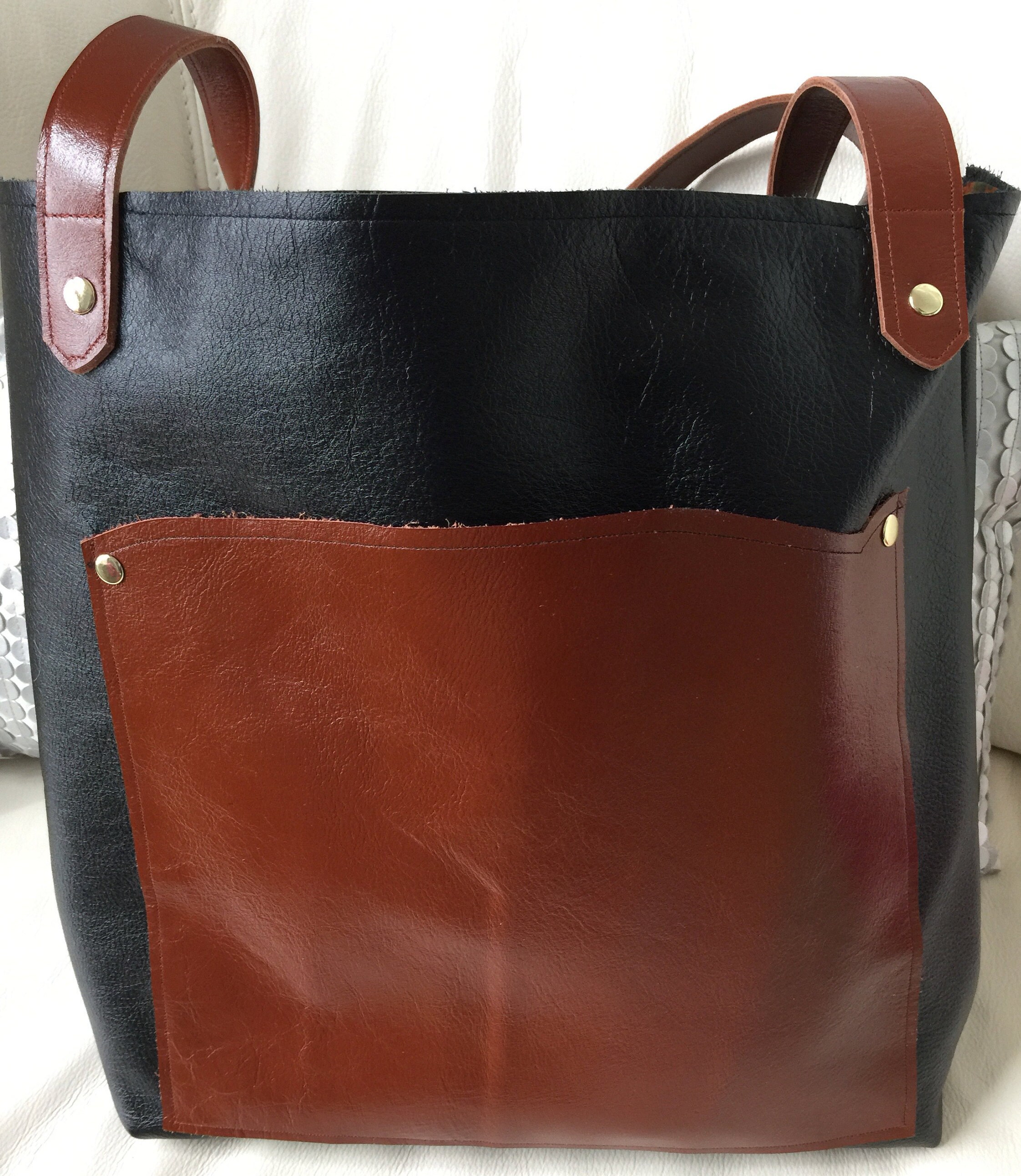 Soft Black leather Handbag lined handbag Leather handbag | Etsy