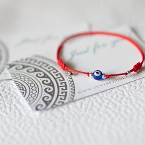 Onda ögat armband röd sträng justerbar, blå ögon smycken grekiska