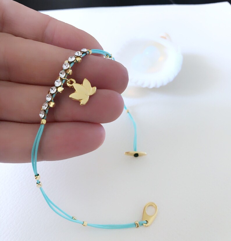 Lotus Anklet White Crystal Beads Anklet Cord Wedding Beach Etsy