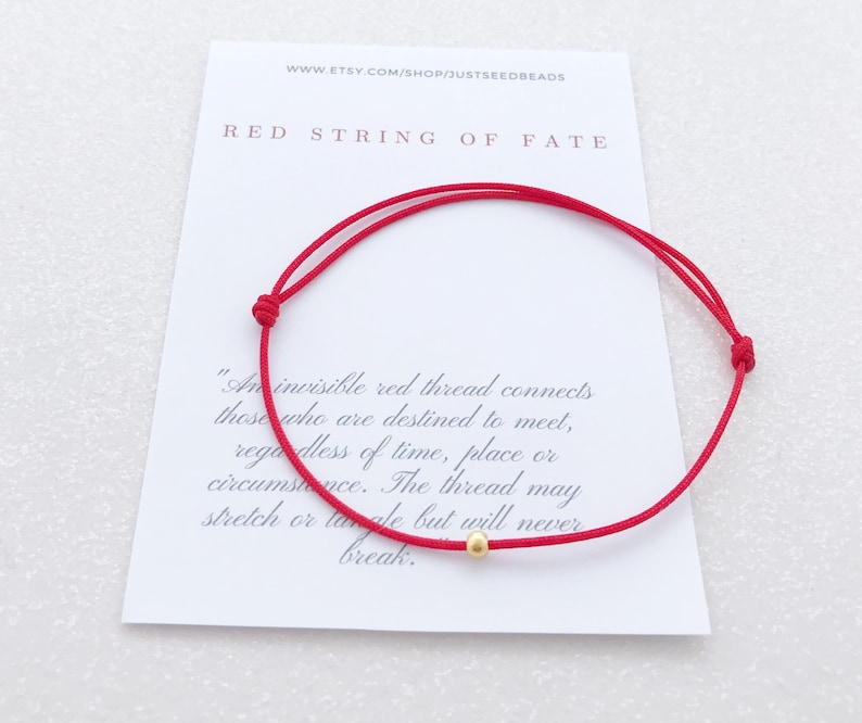 Pulsera de hilo rojo, Pulsera de protección roja, Hilo rojo de buena suerte, Hilo rojo del destino imagen 4