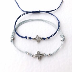 Armband Kreuz Silber, Armband String Kordel verstellbar, Fußkettchen Armband Kreuz