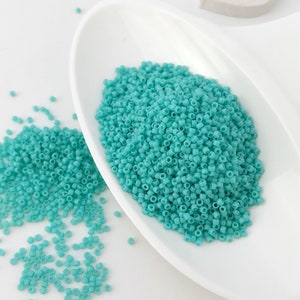 Opaque Turquoise TOHO Seed Beads: Size 15, pack 10 grams