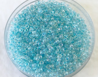 Transparent Rainbow Aqua Frost Seed Beads TOHO 11/0 Treasures TT-01-170D Rainbow Aqua Seed Beads