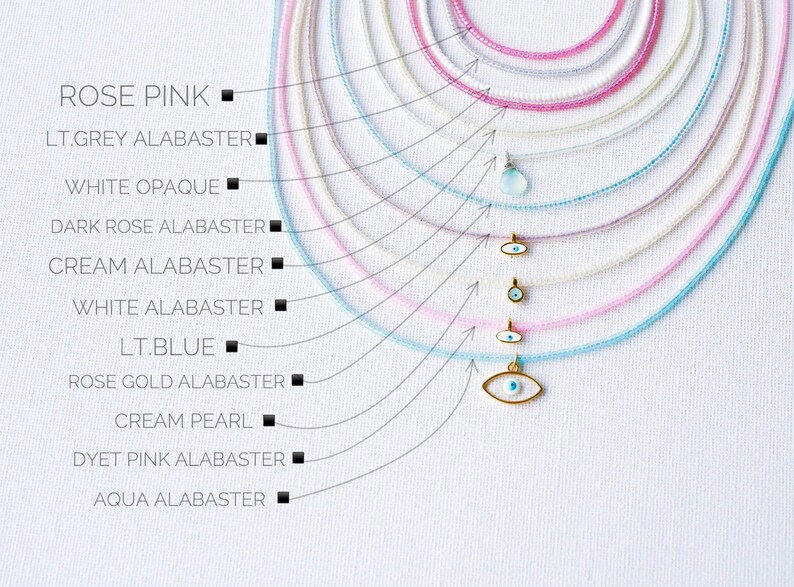 Choker Seed Beads Evil Eye Necklace Gemstone Collar Gift Etsy
