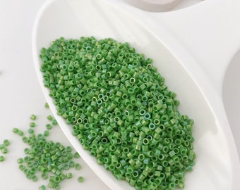 Opaque Rainbow  Mint Green Seed Beads TT-01-407 Toho Treasure Seed Beads 11/0 Cylinder Glass Beads, Pack 10 grams