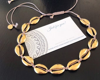 Kauri Muschel Choker Halskette 24k Vergoldet Charm, Muscheln Schmuck Sommer Geschenk für Frauen