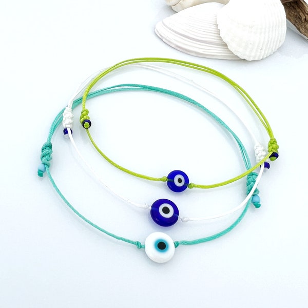 Evil Eye Anklet Bracelet Waterproof Cord Adjustable, Protection bracelet, gift for her