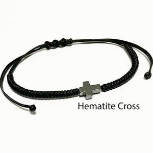 Bracelet cross, Gunmetal Hematite Cross Charm Bracelet Men, Braided bracelet