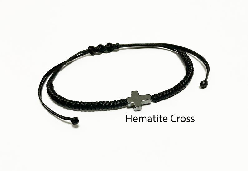 Bracelet cross, Gunmetal Hematite Cross Charm Bracelet Men, Braided bracelet