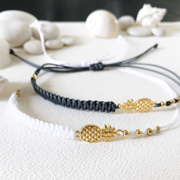 Bracelet de cheville ananas pour femme, bracelet tressé avec breloque ananas en or, cadeau pour des amis