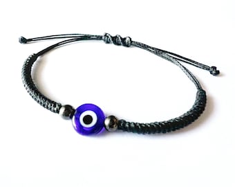 Pulsera de mal de ojo, hombres, pulsera trenzada cordón impermeable protección de pulsera ajustable, regalo para él