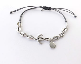 Cowrie silver Bracelet for Women, Anchor bracelet cord, Personalised bracelet