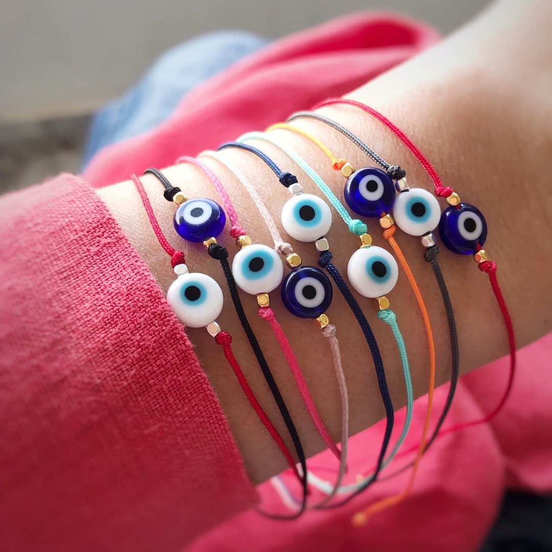 Blue Evil Eye Bracelet Cord String Bracelet Lucky Bracelet - Etsy