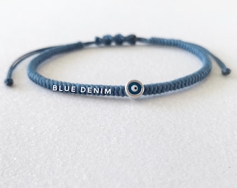 Evil Eye Bracelet Cord Enamel Eye Charm Silver, Unisex Design Braided Bracelets Gift