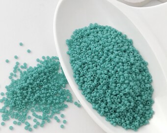 15/0 Opaque Turquoise Green Miyuki Seed Beads Color 0412, Beading supplies Japanese Seed Beads  Pack 10 grams