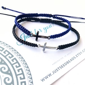Braided Cross Bracelet: 24K Gold/Silver Charm, Waterproof Cord