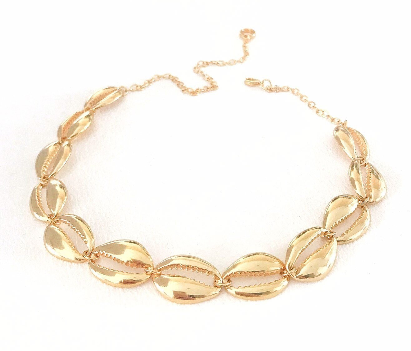 Gold Cowrie Shell Choker 24K Gold Plated Brass Charms Etsy
