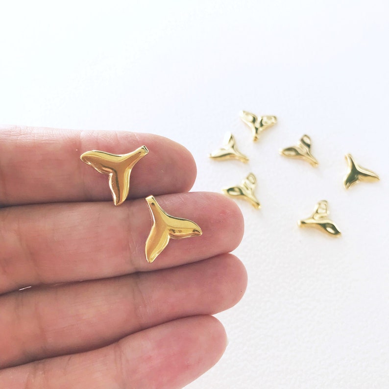 size 1,5cm Charm for anklet bracelet charm Charm Gold 24K Plated Charms Whale Tail Silver Charm for jewelry making Silver Antique