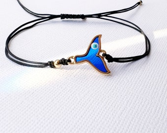 Bracelet Starfish, Whale Tail, Fish Charm Evil Eye Enamel Anklet Bracelet cord adjustable, Friendship gift