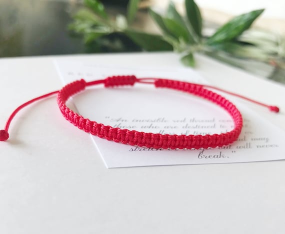 2 Pieces Red String Bracelets Red Cord Bracelet Adjustable Red Knot String Bracelet for Protection and Good Luck for Friendship, Women's, Size: One