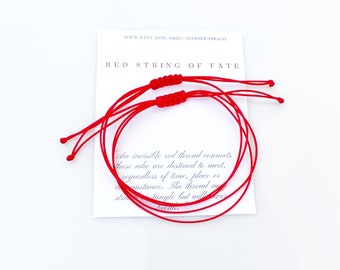 2 Red Bracelets, Red String of Fate Couple Bracelet, Lucky Bracelets Set, Protection Bracelets