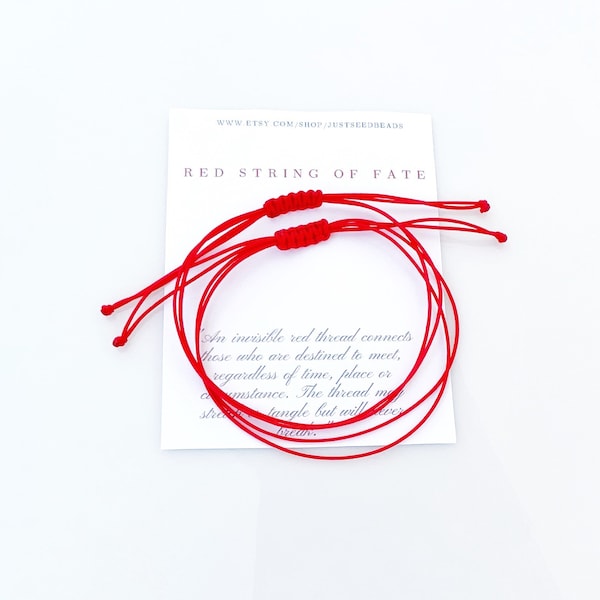 2 Red Bracelets, Red String of Fate Couple Bracelet, Lucky Bracelets Set, Protection Bracelets