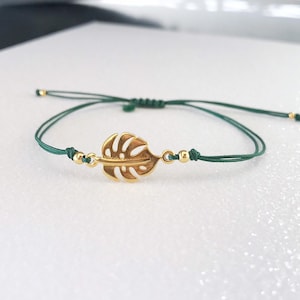 Monstera Blatt Armband, 24K Vergoldet Charm Armband Geschenk für Freunde