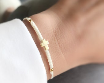 Bracelet Cross Braided Cord Waterproof, Bracelets Adjustable, Womens Jewelry Silver Cross