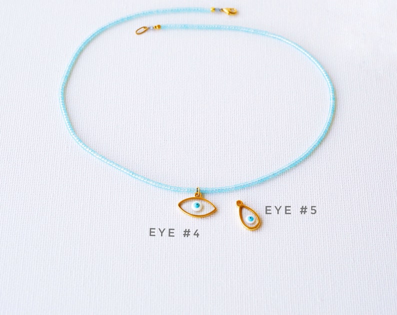 Choker Seed Beads Evil Eye Necklace Gemstone Collar Gift Etsy
