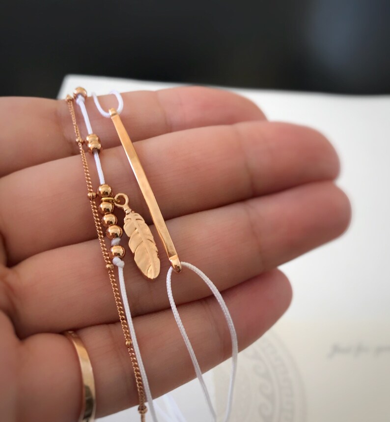 Set 2 Anklets for Women Anklet Rose Gold or Silver Gold Etsy