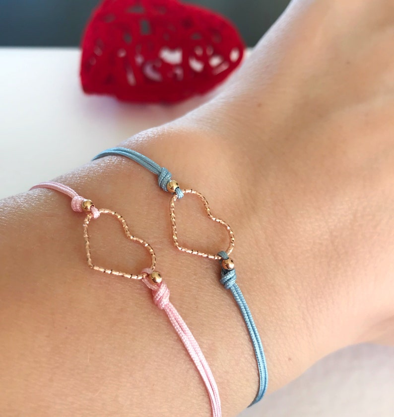 Heart Bracelet Rose Gold Silver Gold Heart Charm Bracelet Etsy