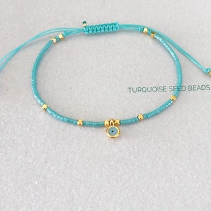 Bracelet Eye Enamel Charm, Bracelet Seed Beads, Anklet Bracelet Cord Adjustable zdjęcie 4
