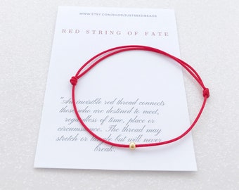 Pulsera de hilo rojo, Pulsera de protección roja, Hilo rojo de buena suerte, Hilo rojo del destino