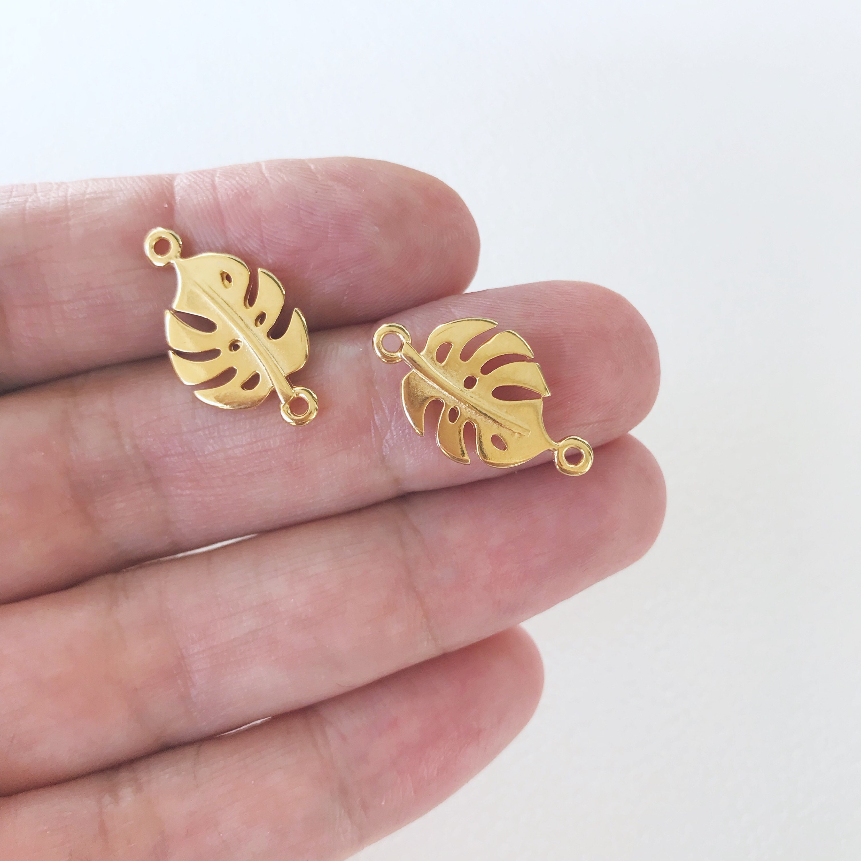 Monstera Leaf Charm Size 2.3cm 24K Gold Plated Charms Metal | Etsy