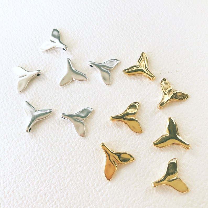 size 1,5cm Charm for anklet bracelet charm Charm Gold 24K Plated Charms Whale Tail Silver Charm for jewelry making Silver Antique