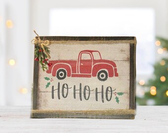 Vintage Inspired Christmas Sign | Red Truck, Rustic Decor